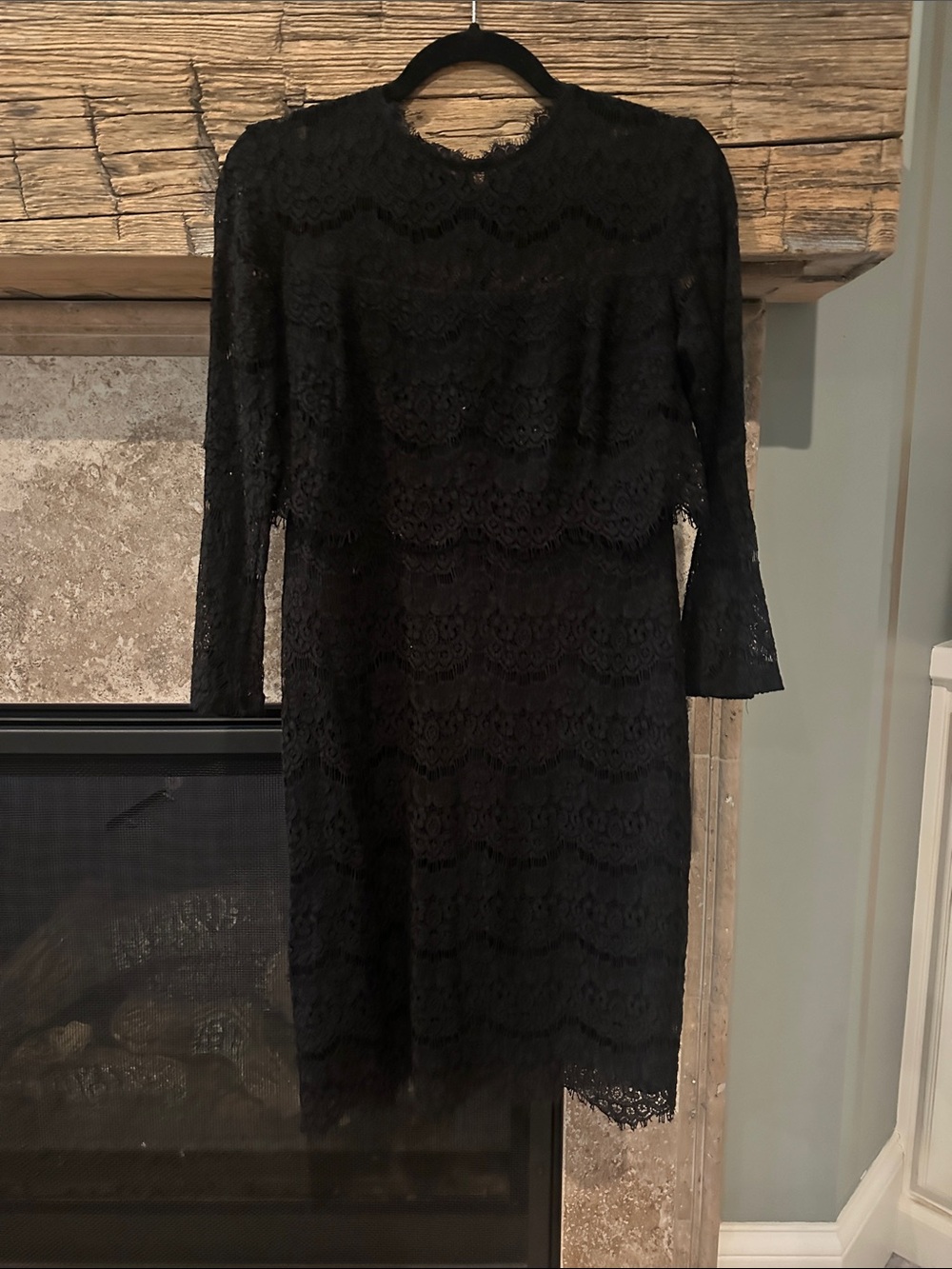 Elegant Black Lace Dress - Women's Classic Sheath